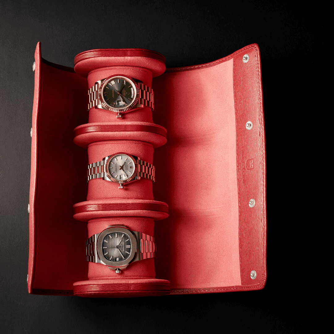 Voyager 3 Monaco Red – Watch Roll / Watch Travel Case
