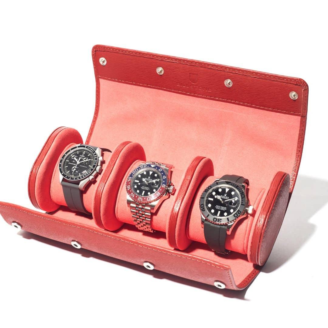 Voyager 3 Monaco Red – Watch Roll / Watch Travel Case