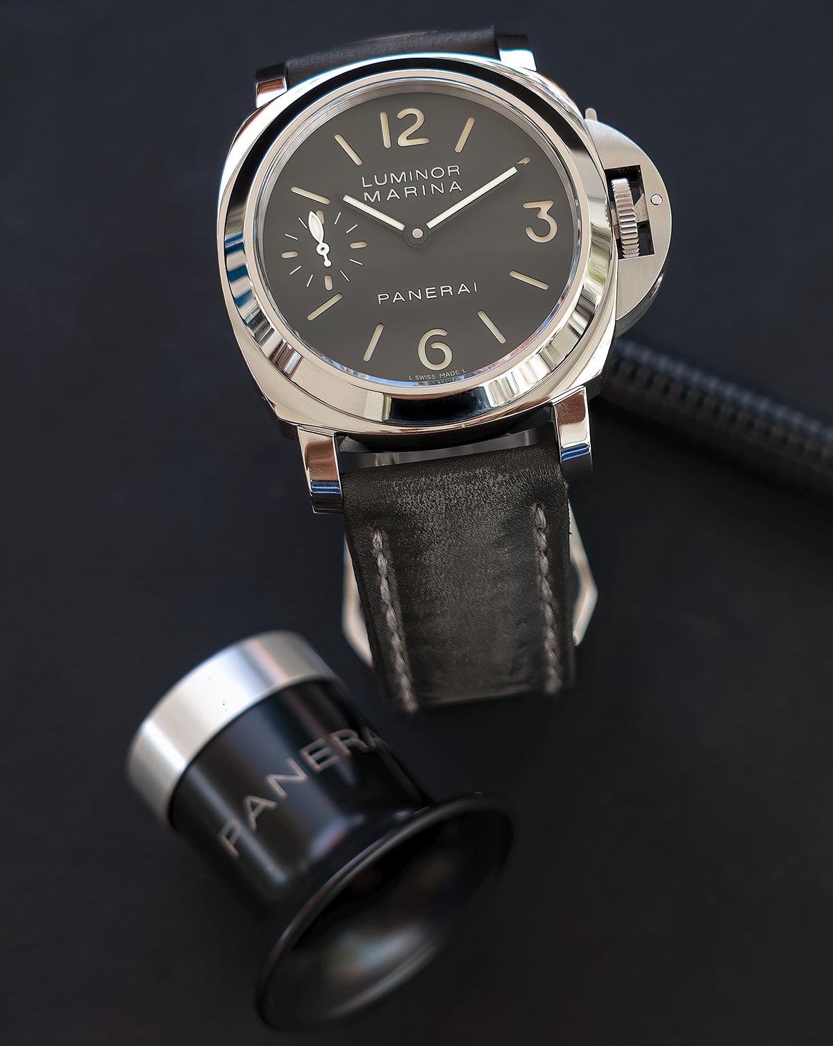 Arillo Grey Strap on Panerai Luminor by Gunny Straps