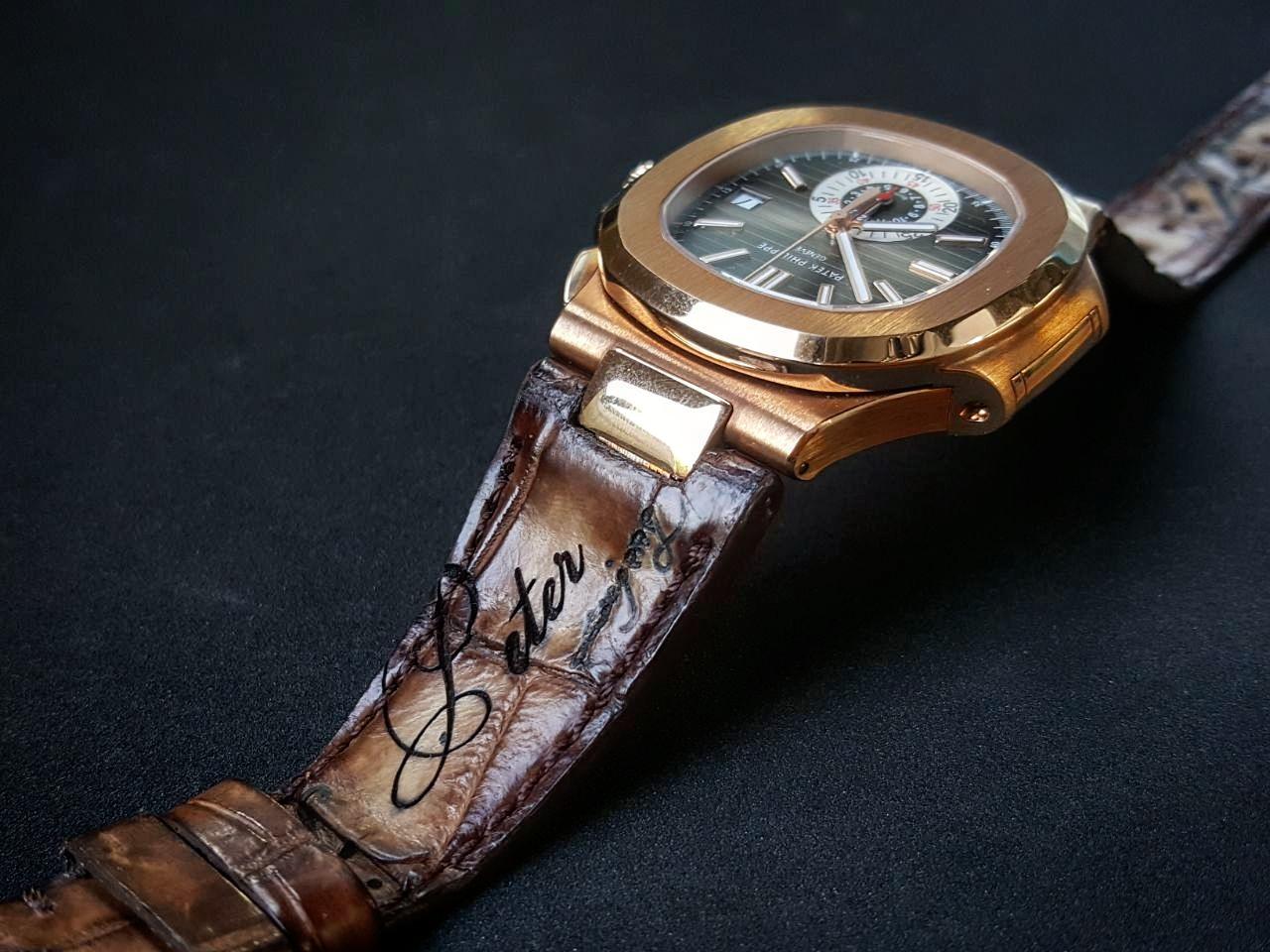Beaver Croco with Scritto Strap on Patek Philippe Nautilus by Gunny Straps