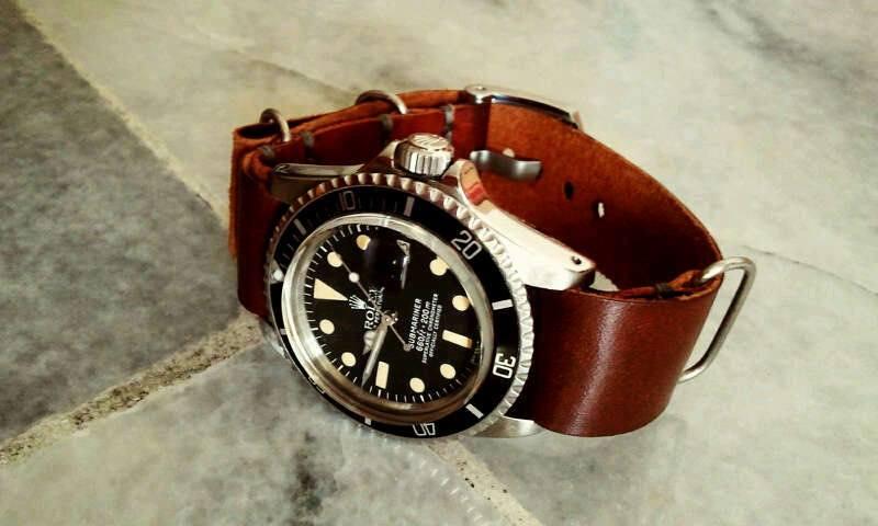 Burnt Umber Single Pass Strap for Rolex Sea Dweller by Gunny Straps