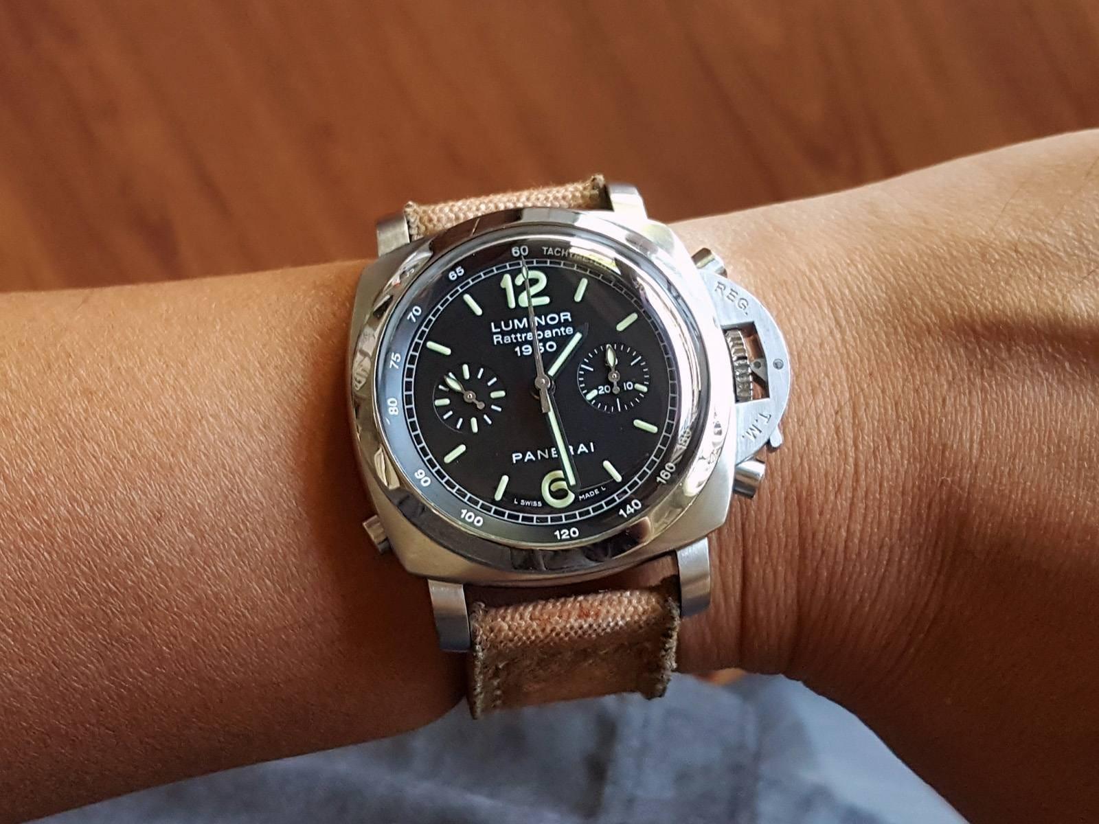 canvas beige 3 strap for Panerai Luminor PAM00212 by Gunny Straps
