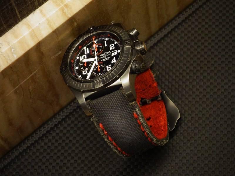 Canvas Noir Strap with Red Backing by Gunny Straps
