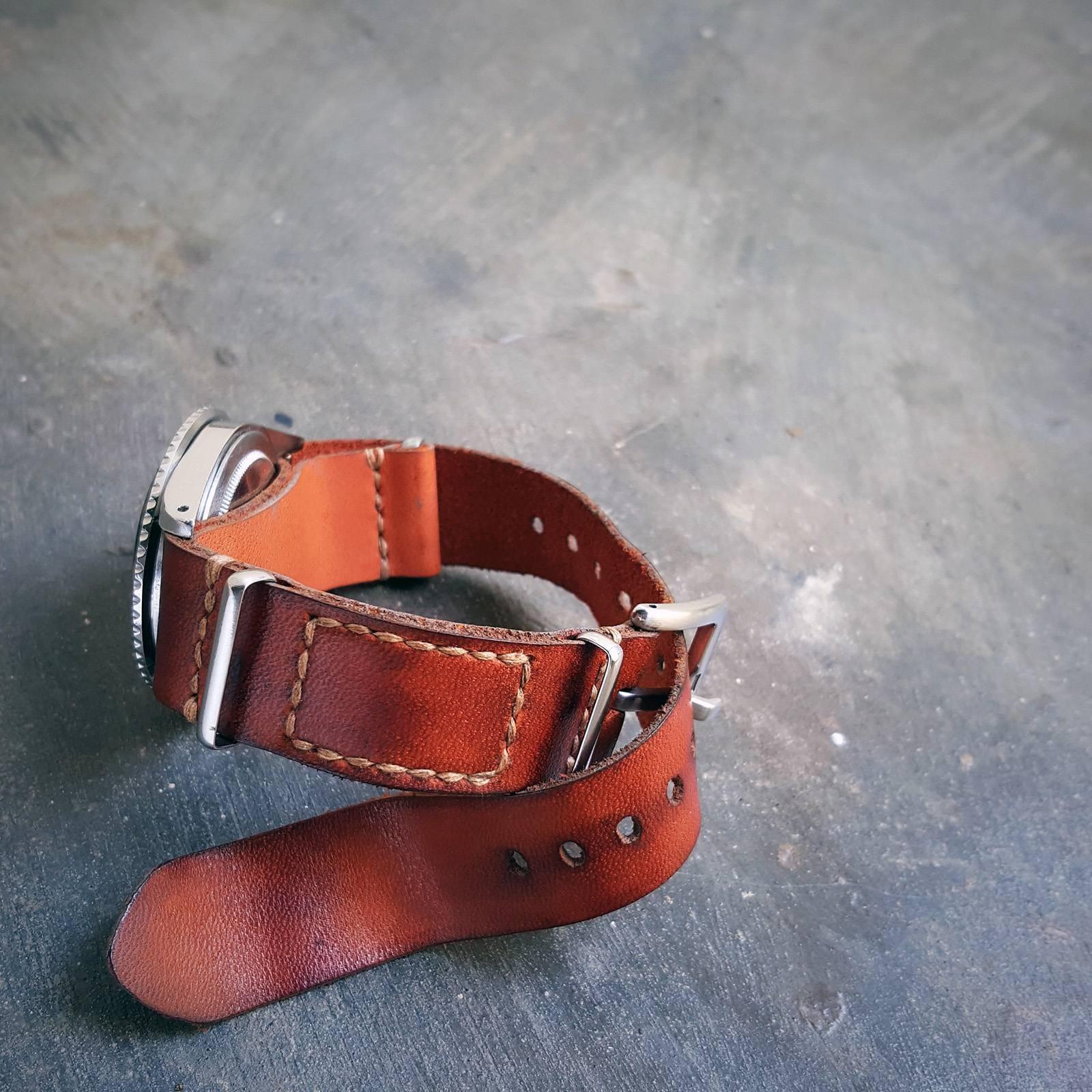 Oranje Single Pass Strap for Rolex Pepsi by Gunny Straps