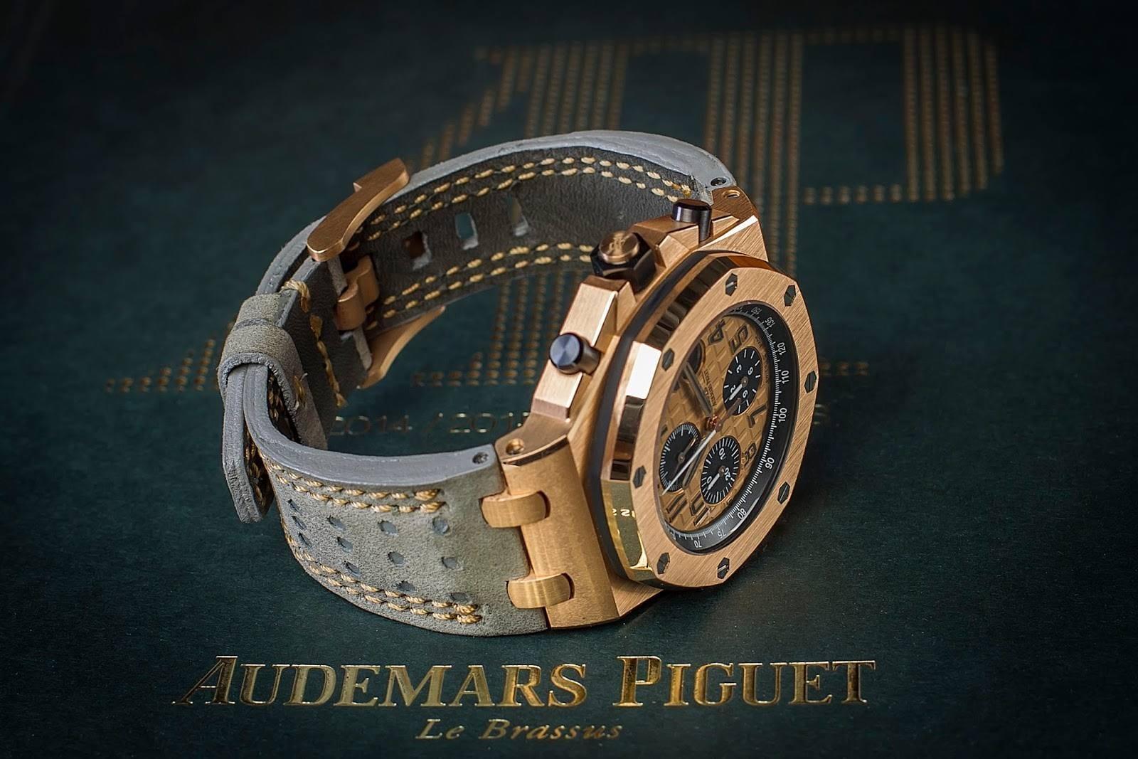 Audemars Piguet Straps - Racing Grey with Double Rose Gold Stitch by Gunny Straps