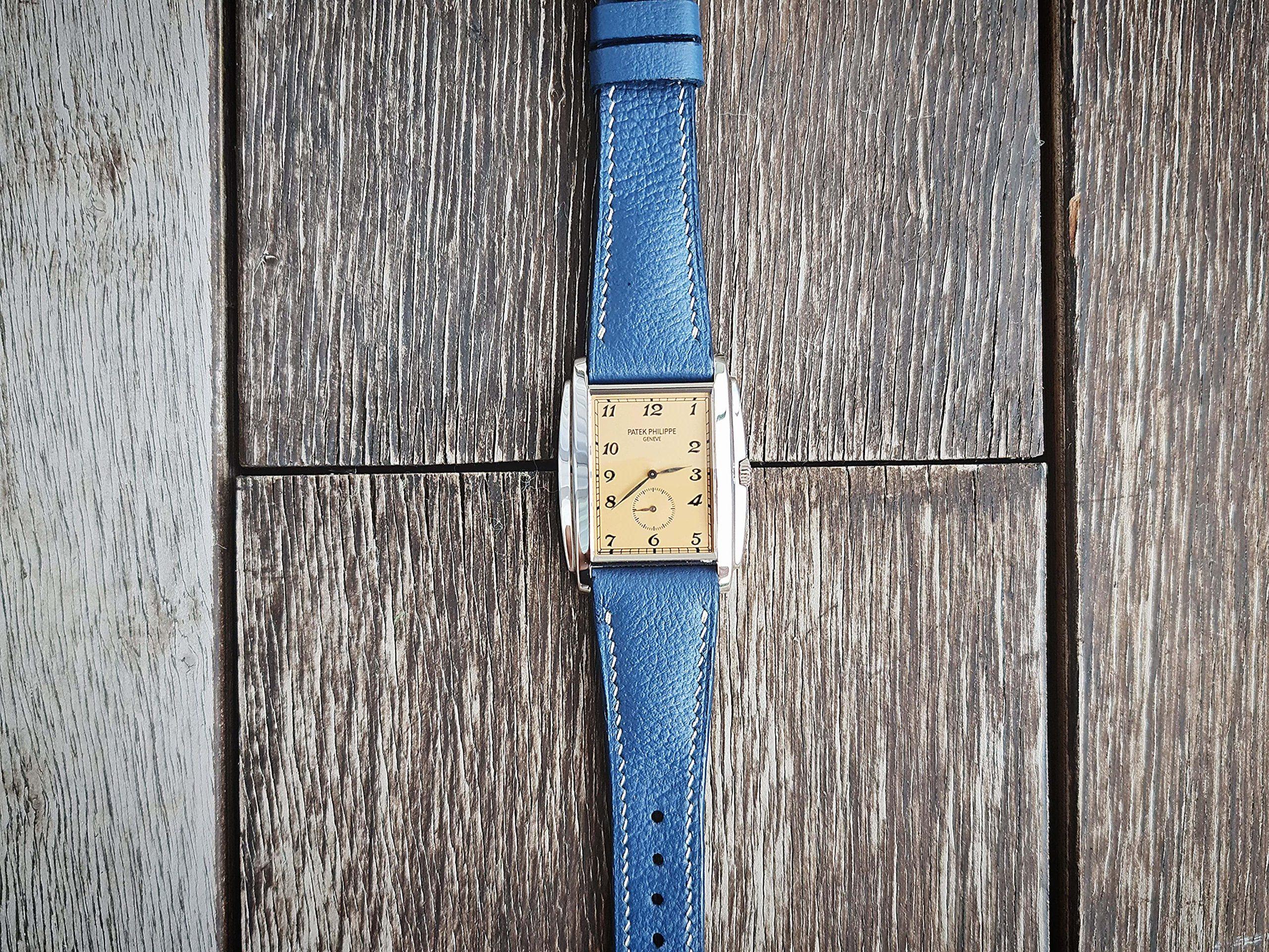 Pebble Airforce Blue Leather Strap For Patek Philippe 5124G/001 Gondolo by Gunny Straps