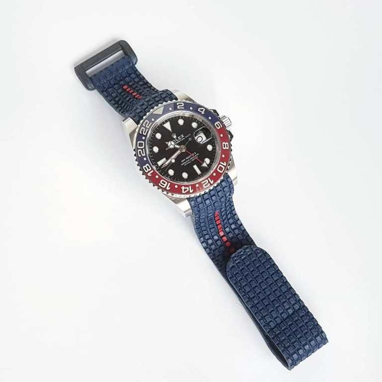 Extreme Blue Chessboard with Hook & Loop Strap For Rolex by Gunny Straps