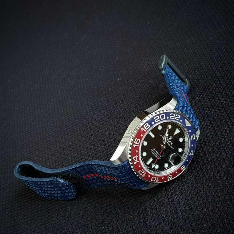 Extreme Blue Chessboard with Hook & Loop Strap For Rolex by Gunny Straps