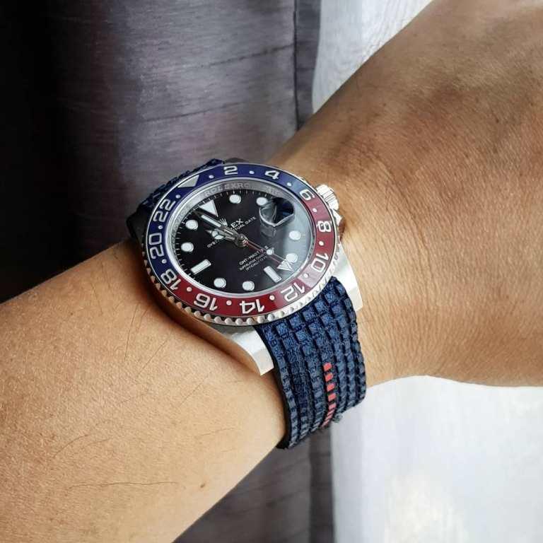 Extreme Blue Chessboard with Hook & Loop Strap For Rolex by Gunny Straps