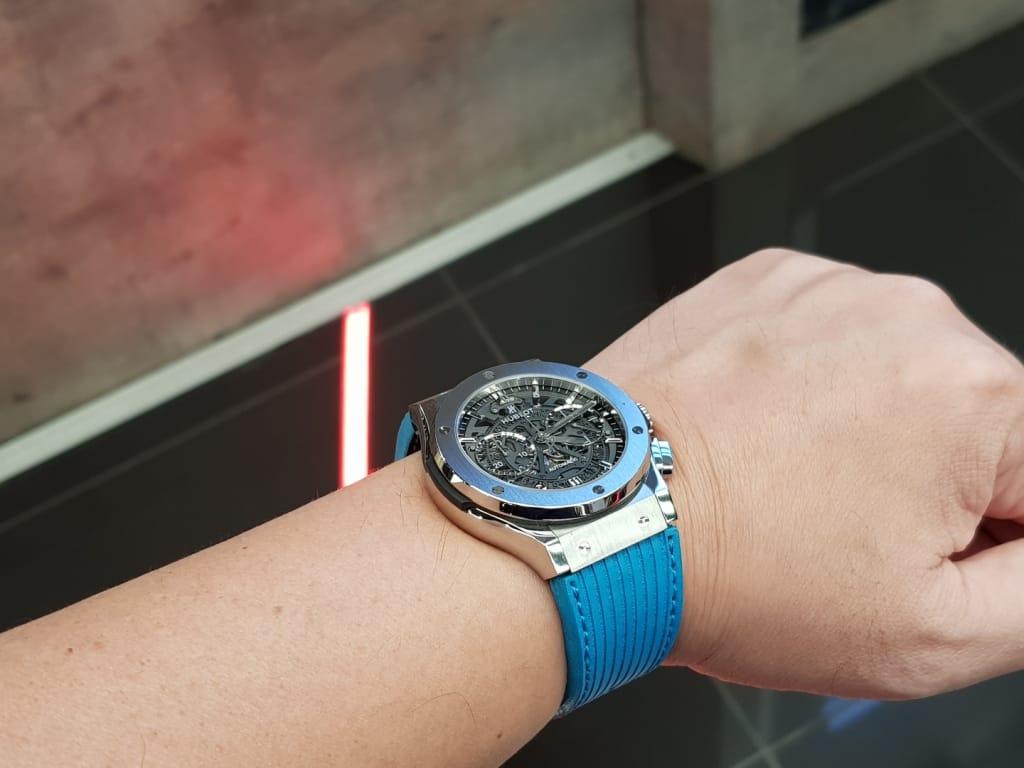 Flight Eagle Cyan Strap on Hublot Classic Fusion by Gunny Straps