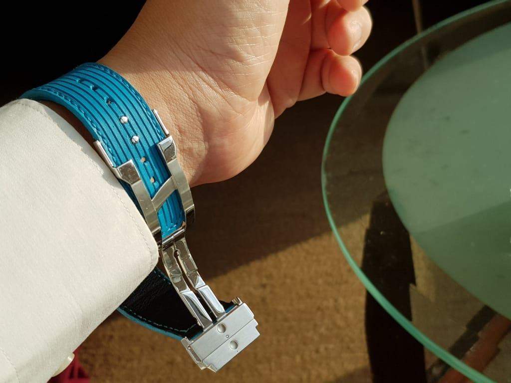 Flight Eagle Cyan Strap on Hublot Classic Fusion by Gunny Straps