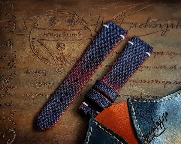 Two Tone Canvas Blue-Red Watch Strap