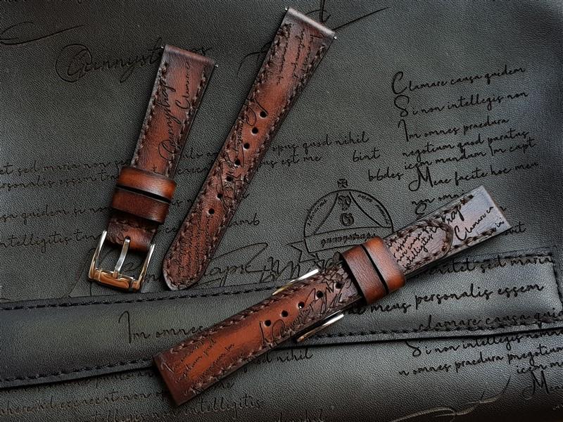 Dark Brown Patina Scritto Leather Strap by Gunny Straps