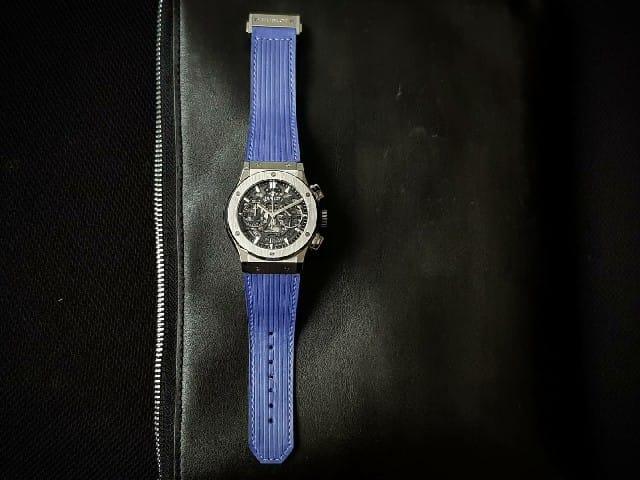 Flight Eagle Violet Strap on Hublot Classic Fusion by Gunny Straps