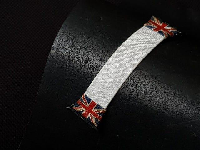 White Kolor with Vintage UK Flag – Elastic Watch Strap