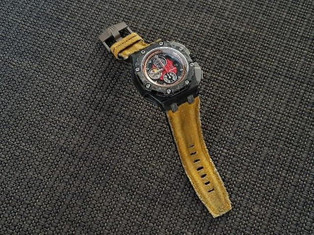 Yellow Double Muscular Canvas Strap For Audemars Piguet Royal Oak Offshore Grand Prix by Gunny Straps