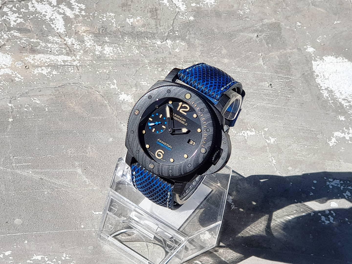 Blue Stupa Padded with Patina Strap for Panerai Luminor by Gunny Straps