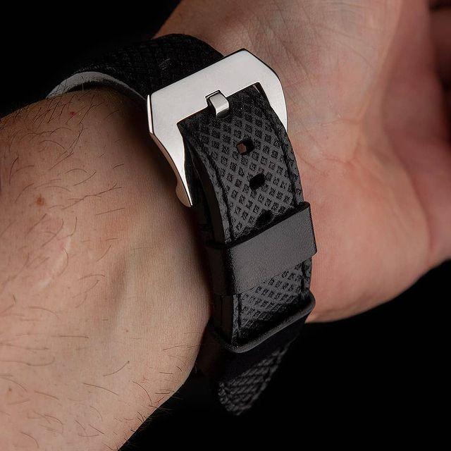 Black Stupa Strap on Panerai Luminor by Gunny Straps