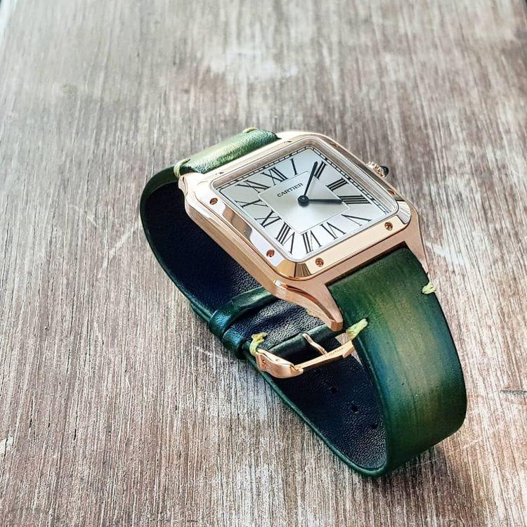 Metallic Green – Leather Watch Strap