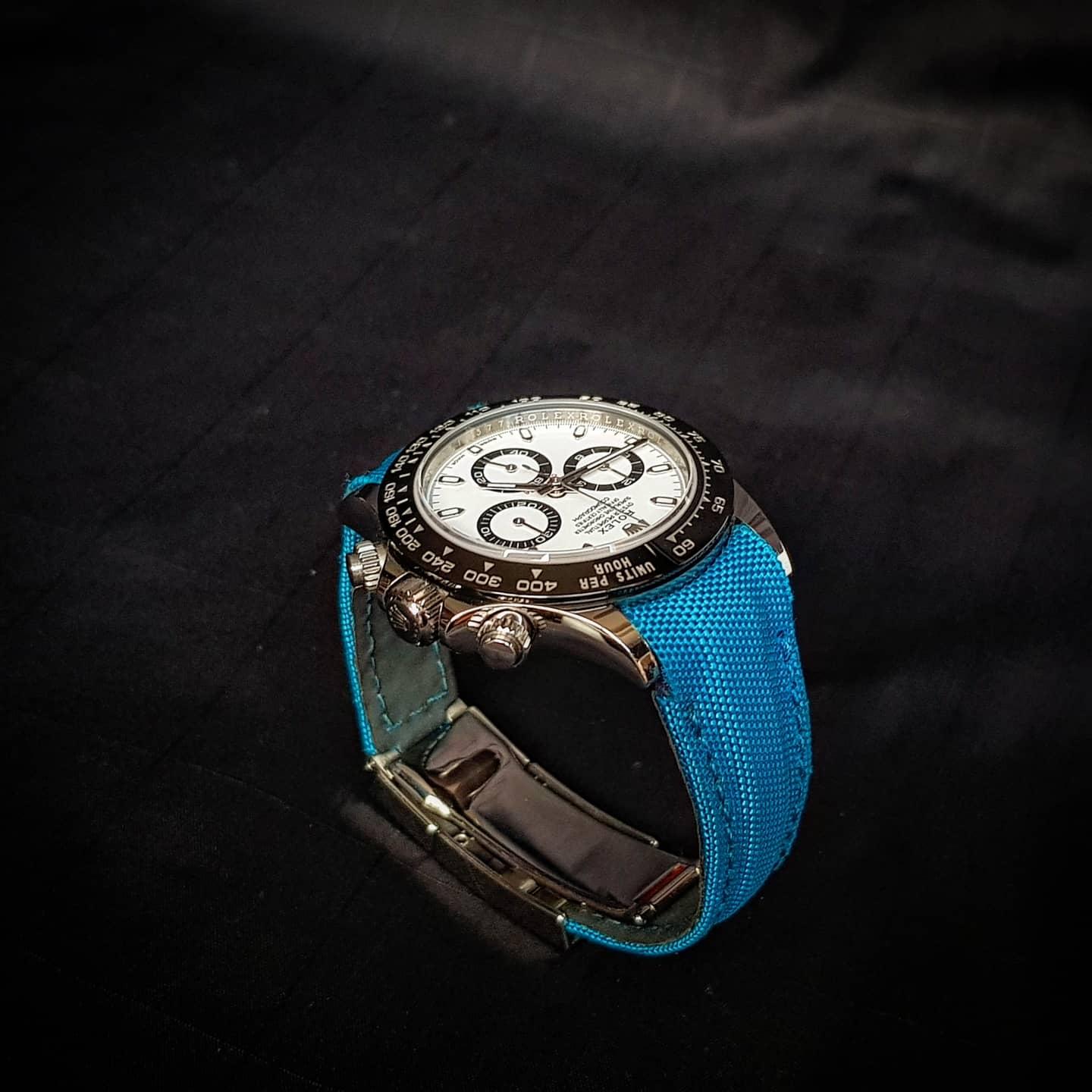 Cyan Canvas Kevlar Strap For Rolex by Gunny Straps