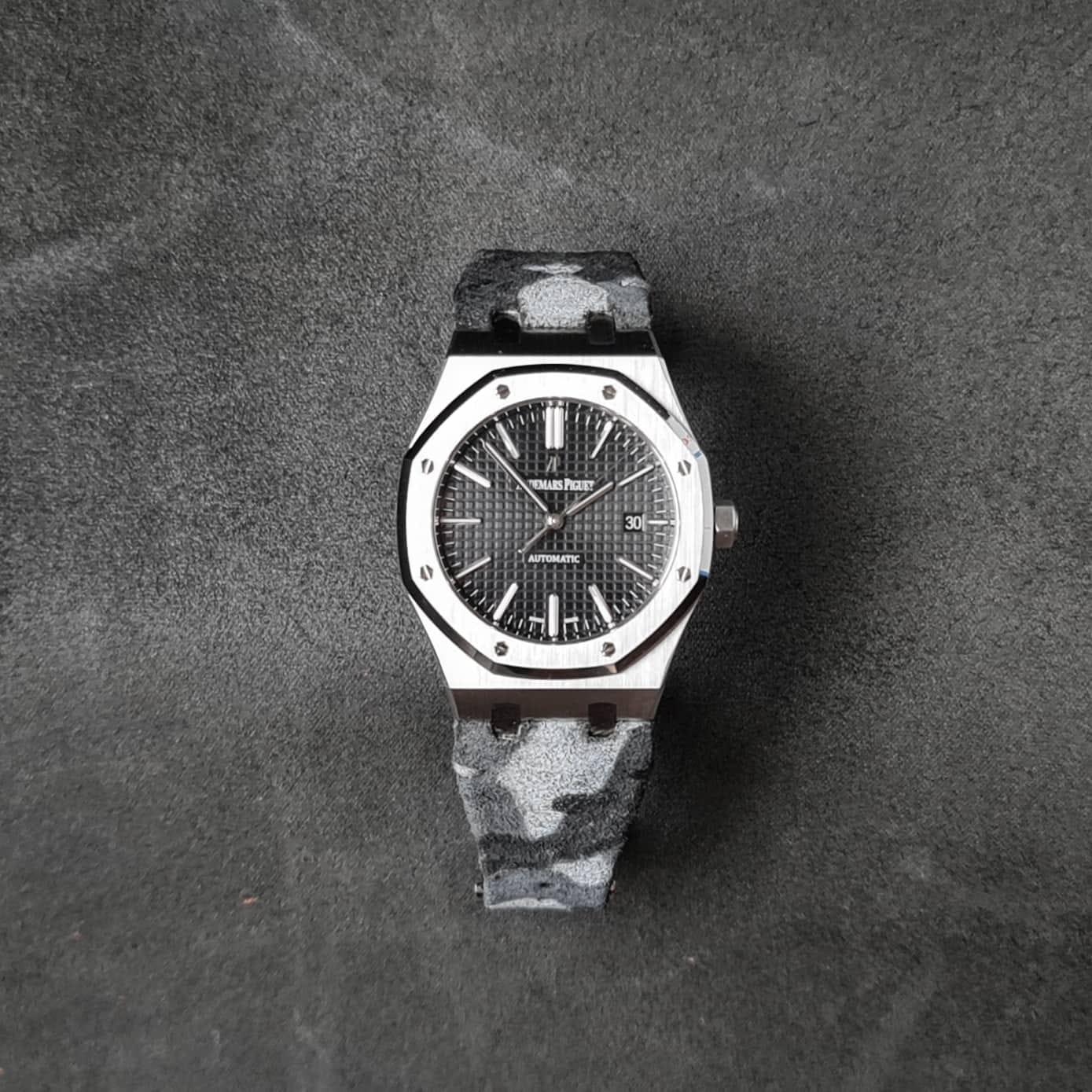 Audemars Piguet Straps - Handpainted Camo Grey by Gunny Straps