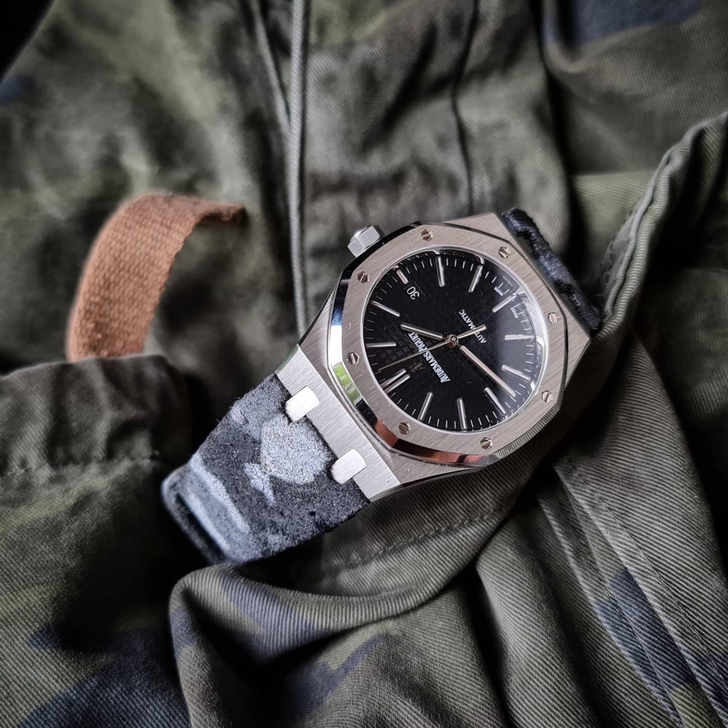 Audemars Piguet Straps - Handpainted Camo Grey by Gunny Straps
