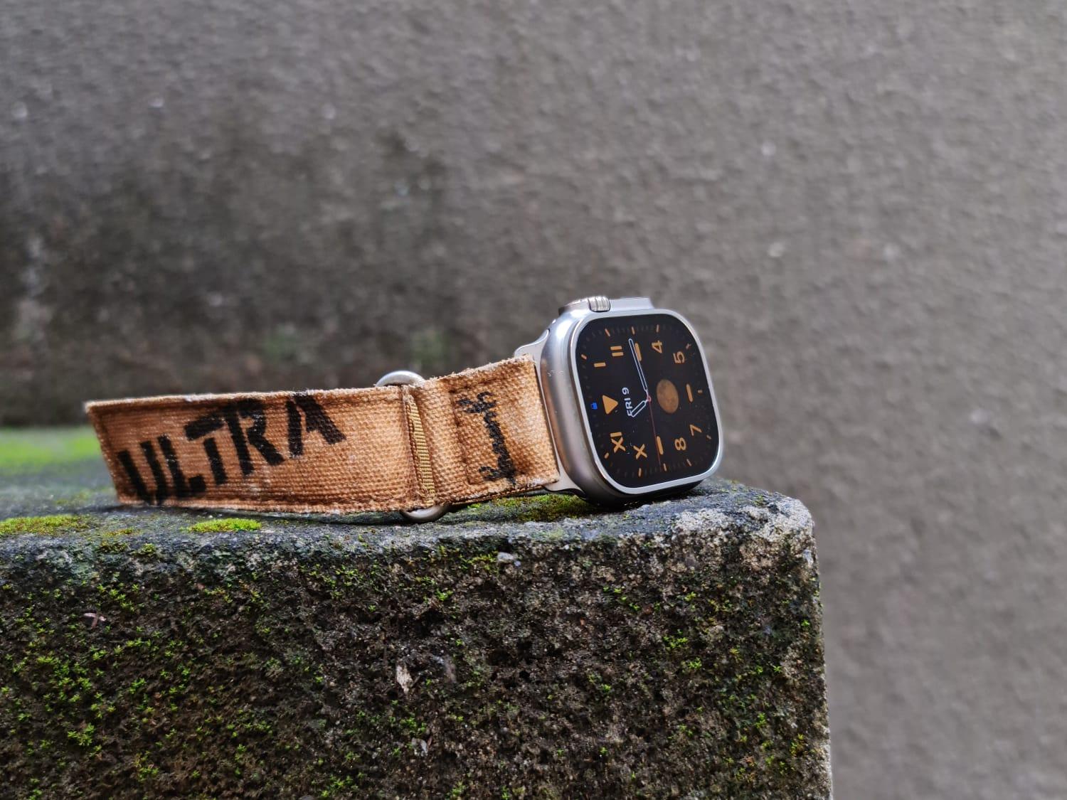 Beige Ultra Canvas Strap with Hook & Loop on iWatch by Gunny Straps