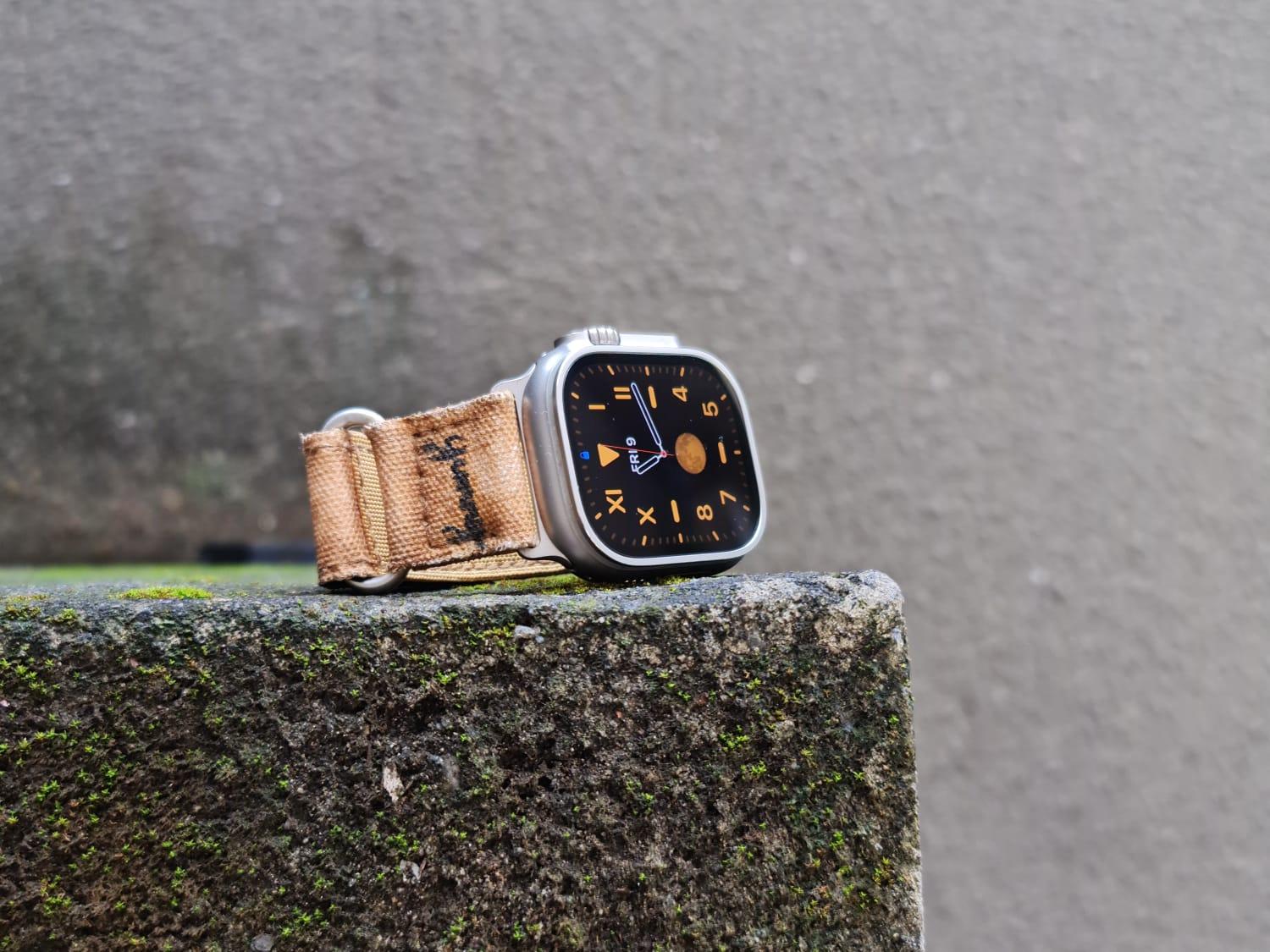 Beige Ultra Canvas Strap with Hook & Loop on iWatch by Gunny Straps