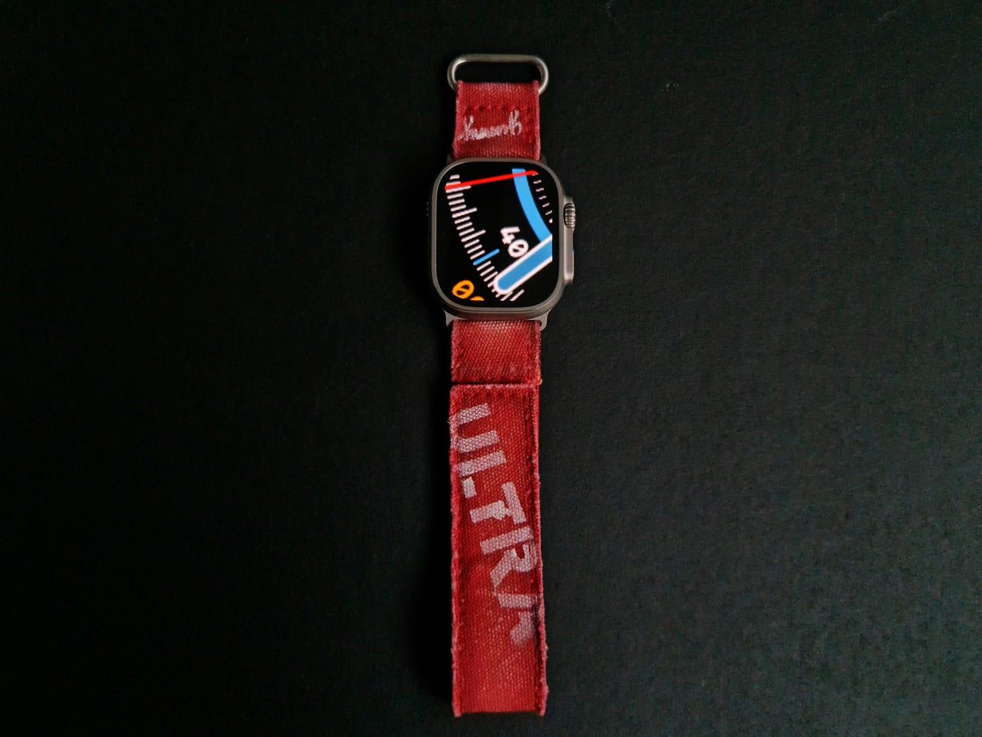 Red Ultra Canvas Strap with Hook & Loop on iWatch by Gunny Straps