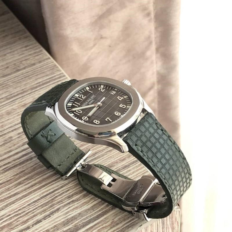 Patek Philippe Leather Strap – Khaki Chessboard