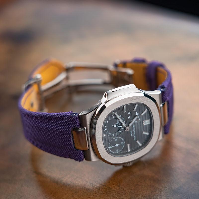 Purple Kevlar Strap on Patek Philippe Nautilus by Gunny Straps