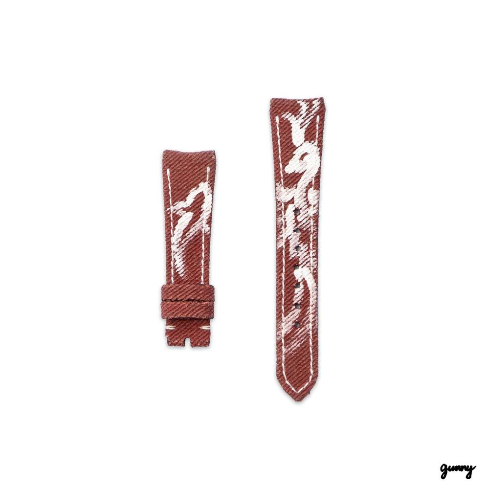 Red Calli Denim Watch Strap by Gunny Strap