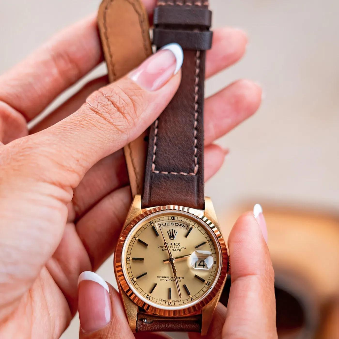 Little-Caitlin-4-on-Rolex-Day-Date-made-by-Gunny-Straps