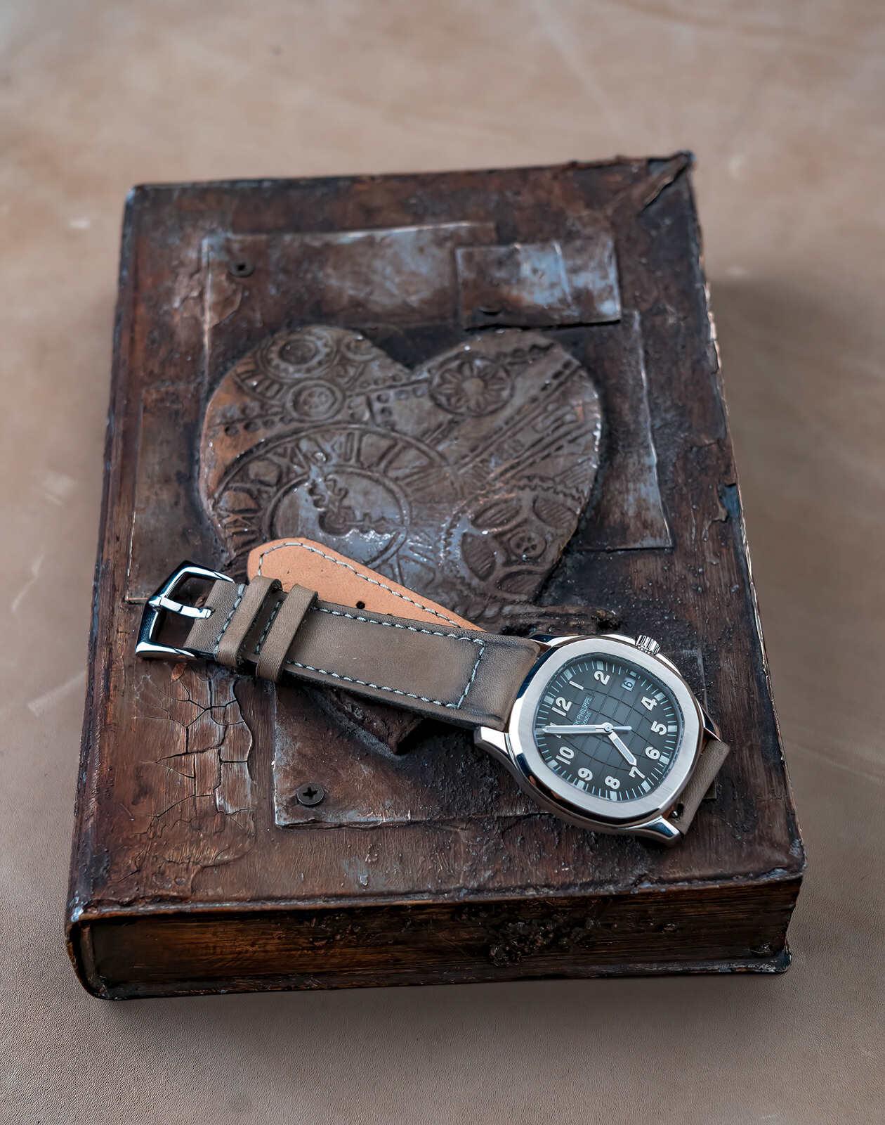 Little Caitlin 5 Strap on Patek Philippe Aquanaut by Gunny Straps
