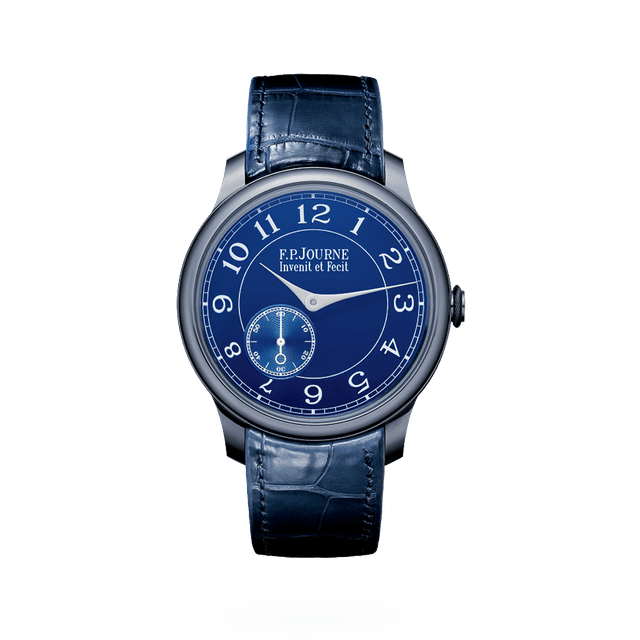 Chronometre Blue Tantalum,  39mm, Chrome Blue Dial, Blue Croco Strap