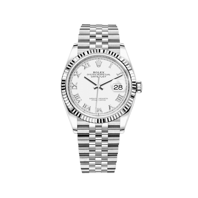 Datejust 36mm, st/wg, White Roman dial, Jubilee Bracelet