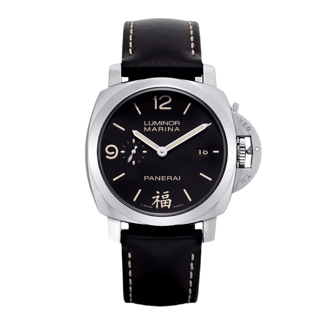 LUMINOR 44 MARINA MECHANICAL STEEL LEATHER BLACK CHINA 