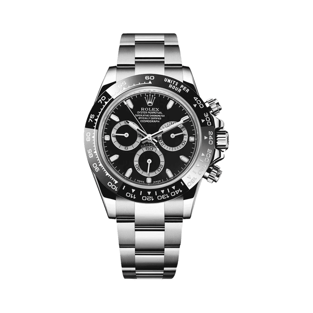 Daytona Steel, Black dial, Ceramic bezel