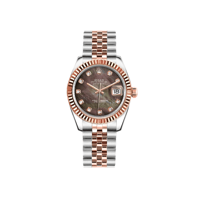 Datejust 31mm, st/rg, Black MOP 10rd dial, Jubilee Bracelet
