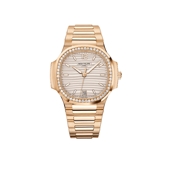 Nautilus RG, 35.2mm, Silver Wave Dial, Diamond Bezel, Bracelet
