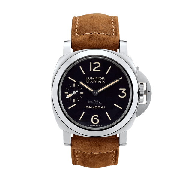 LUMINOR 44 MARINA NEW YORK MEC STEEL LEATHER BLACK