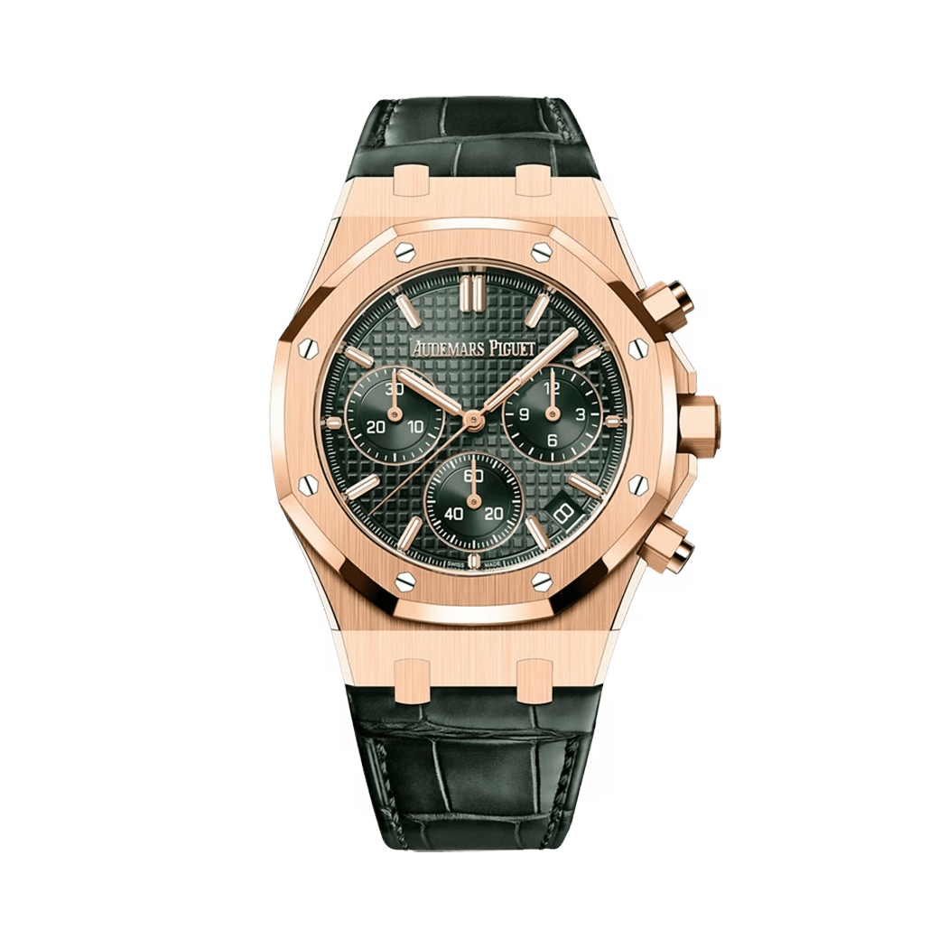 Royal Oak Chronograph 41mm, RG, Green dial, Green Leather Strap
