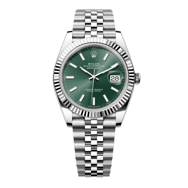Datejust II 41mm, st/wg, Mint Green Tab dial, Jubilee Bracelet