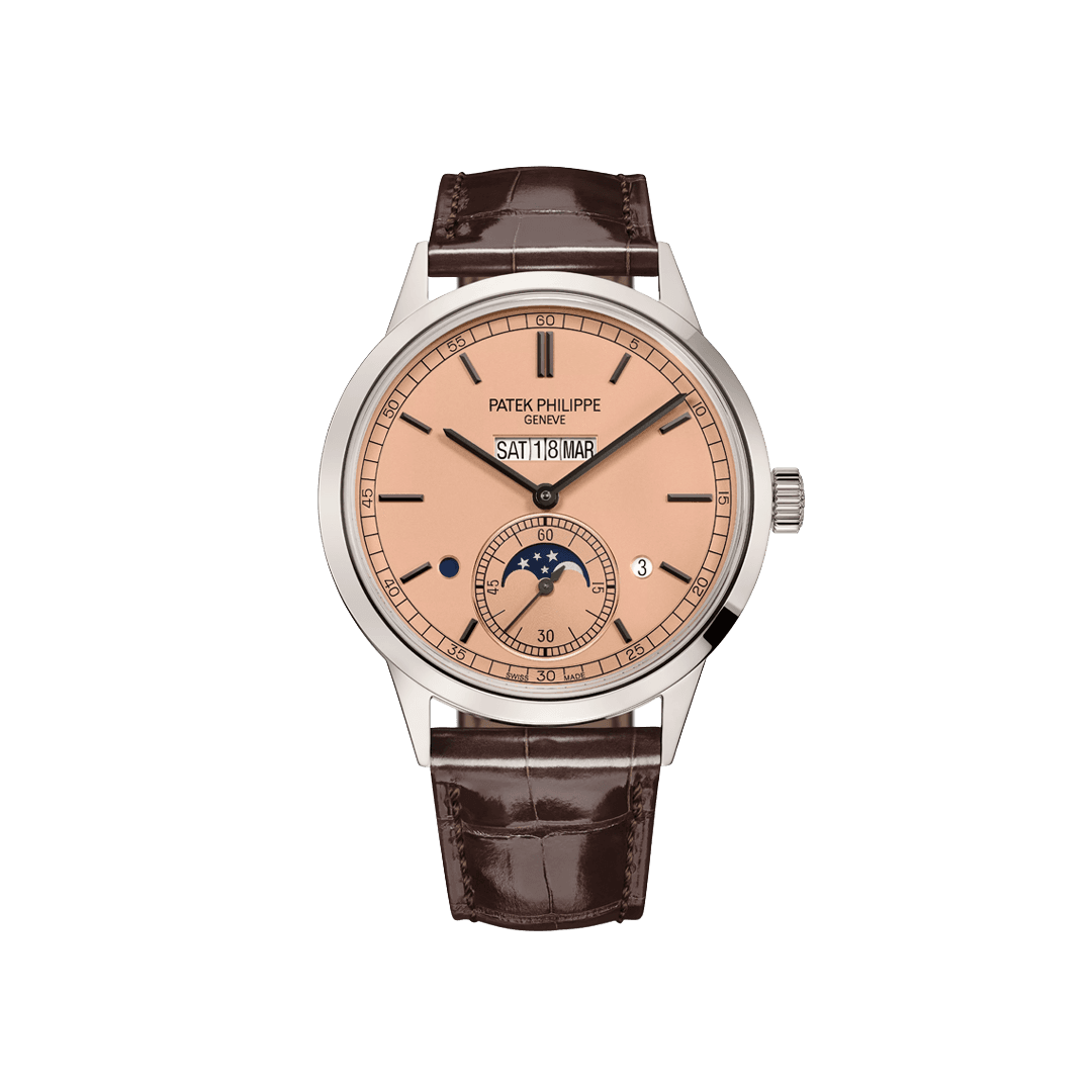 Grand Complications in-line Perpetual Calendar 41.3mm, PT, Salmon dial, Brown Alligator Strap