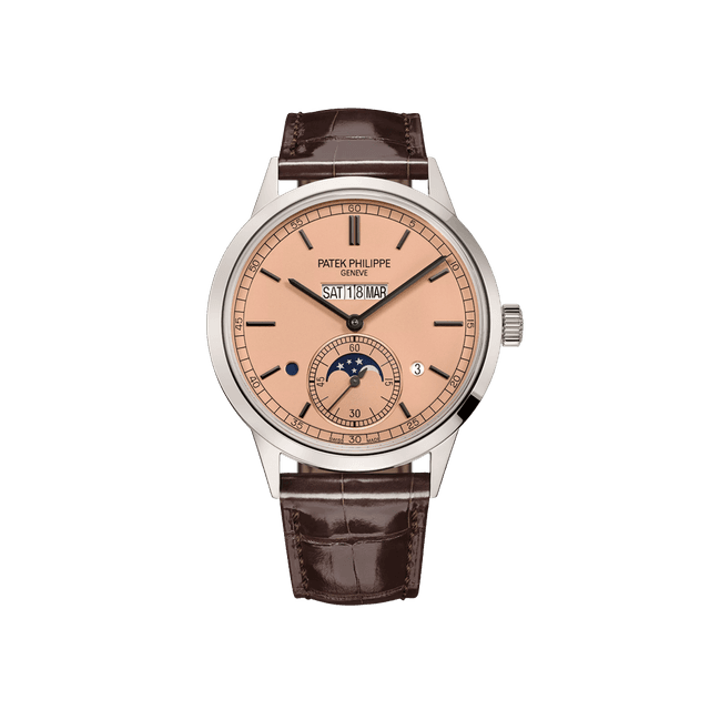 Grand Complications in-line Perpetual Calendar 41.3mm, PT, Salmon dial, Brown Alligator Strap