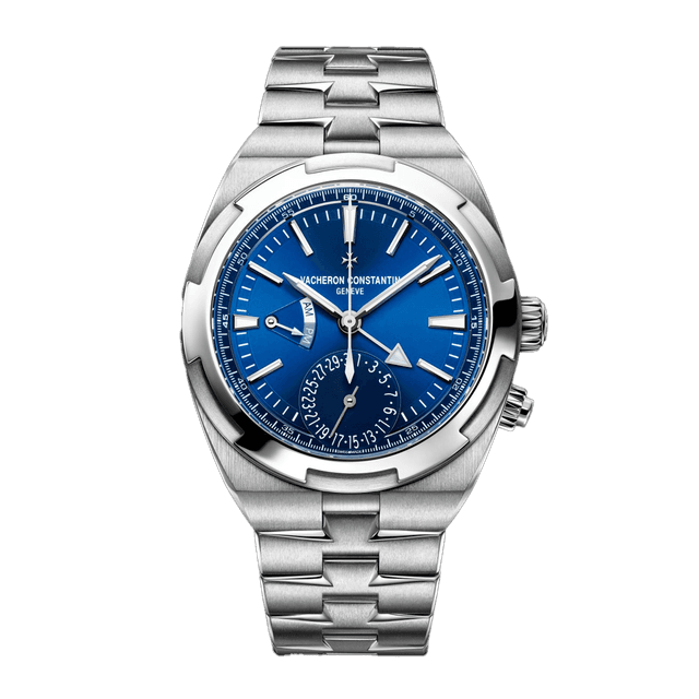 Overseas Dualtime 41mm, Steel, Blue dial, Bracelet