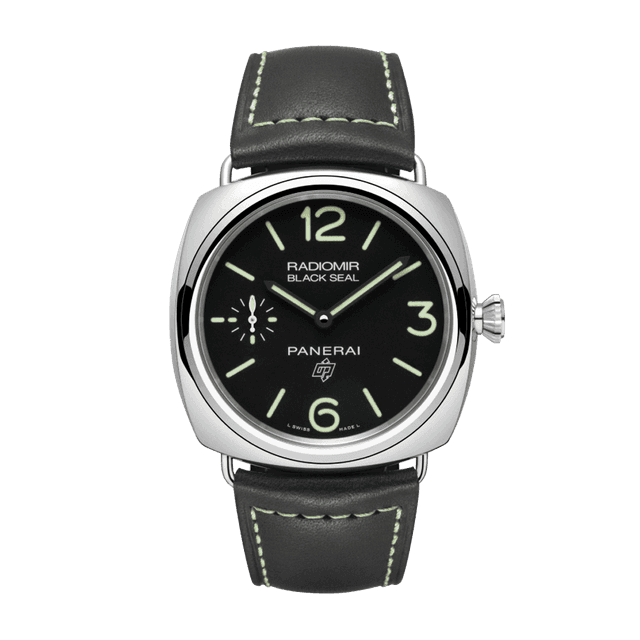 RADIOMIR 45 BLACK SEAL LOGO P6000 STEEL LEATHER BLACK