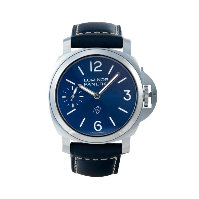 LUMINOR 44 LOGO P6000 STEEL LEATHER BLUE Y0523/2500