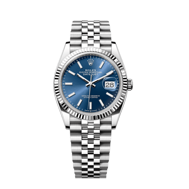 Datejust 36mm, st/wg, Blue tab dial, Jubilee Bracelet