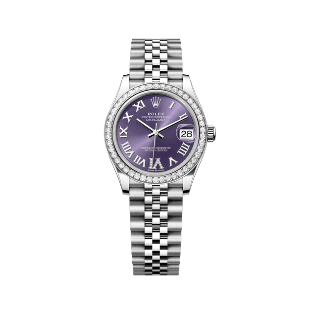 Datejust 31mm, st/wg,  Aubergine VI diam dial, Diamond Bezel, Jubilee Bracelet